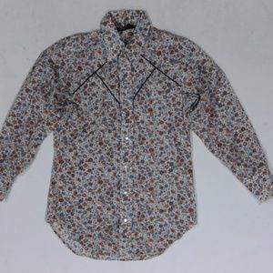 80s Vintage Sears Floral Print Western Snap Shirt